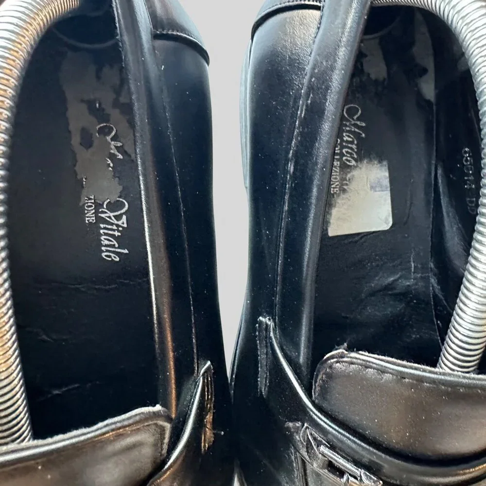 Marco Vitale Mens Black Synthetic Dress Loafer Shoes Size 11